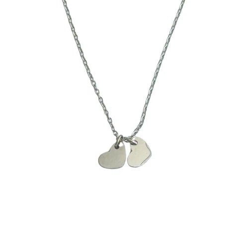 Silver Necklace Featuring Two Heart Charms - Private Gallery Boutique