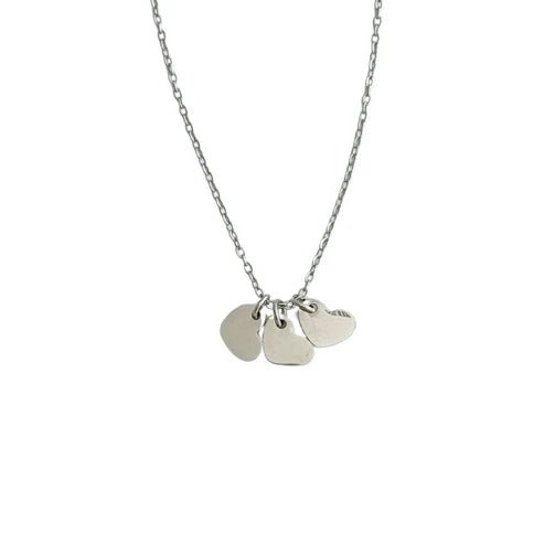 Silver Necklace with Three Heart Charms - Private Gallery Boutique