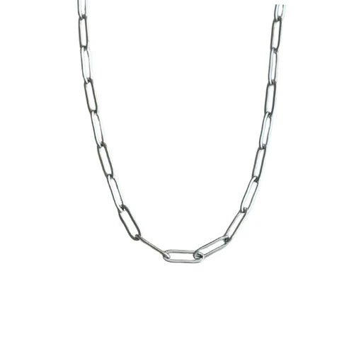 Silver Paperclip Chain Necklace - 16" - Private Gallery Boutique