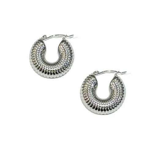 Silver Ribbed Hoop - Private Gallery Boutique