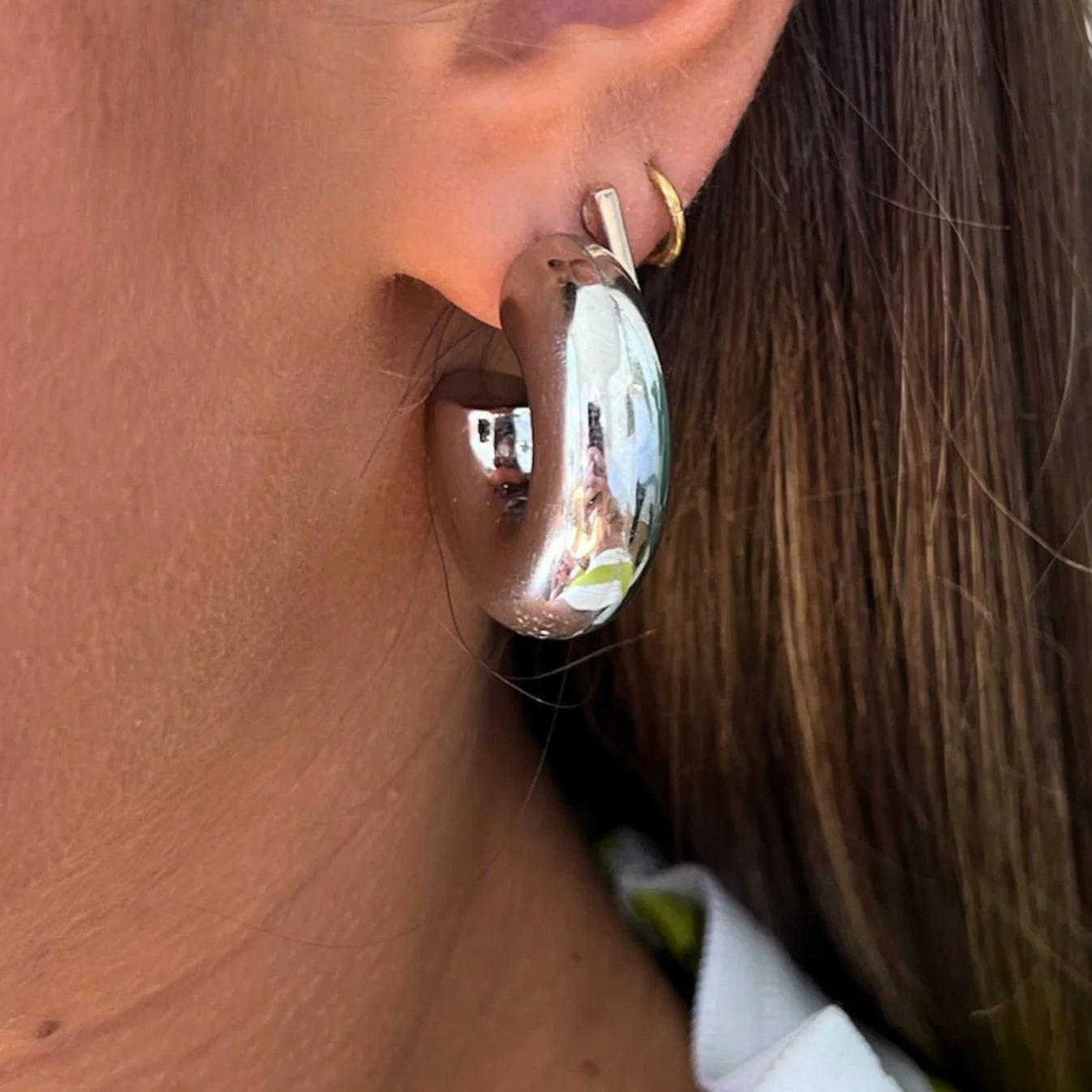 Silver Tube Hoop - Private Gallery Boutique