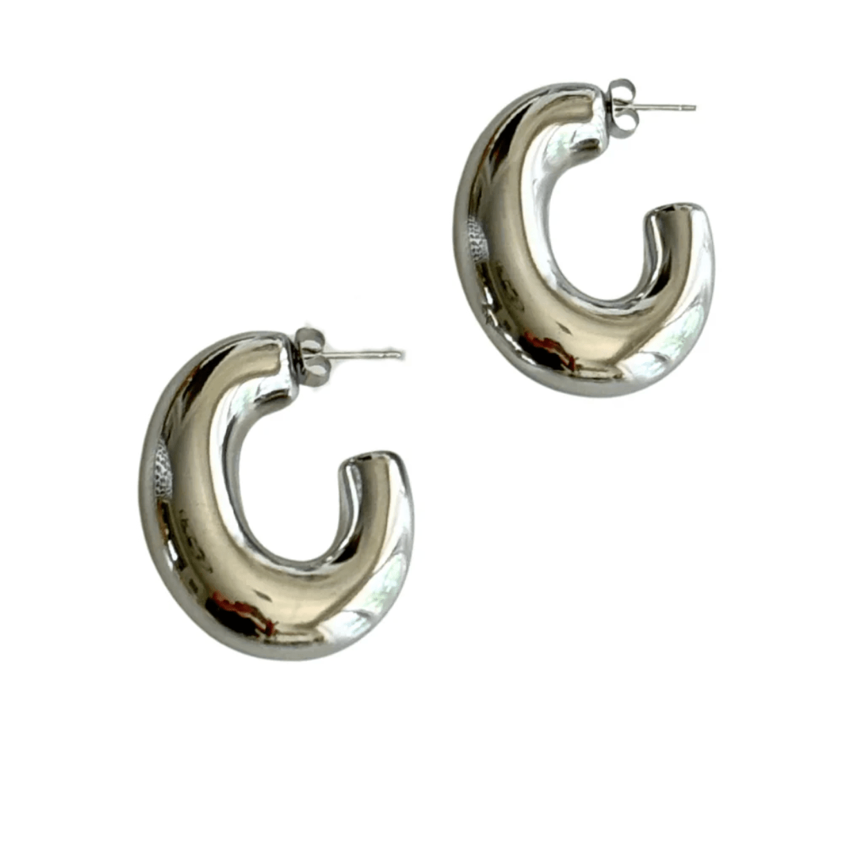 Silver Wide C - Shape Earring - Private Gallery Boutique