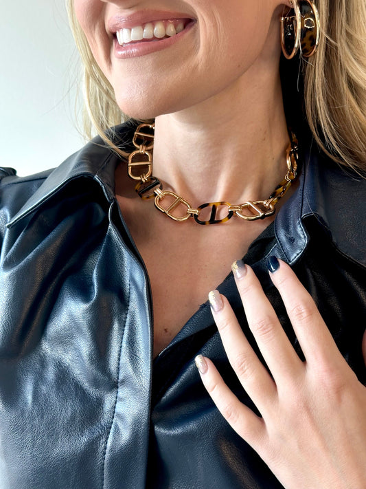 Tortoise Arcrylic Necklace - Private Gallery Boutique