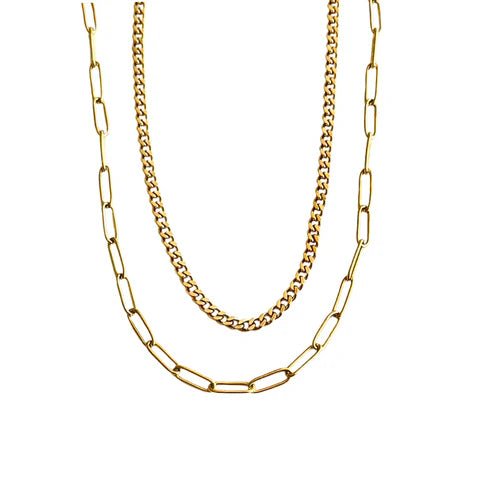 Two - Strand Paperclip Chain Necklace - Private Gallery Boutique