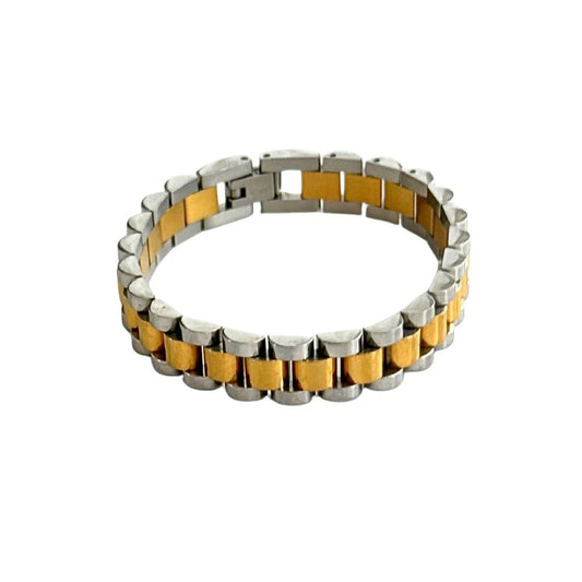 Two - Tone 10mm 7" Watch Band Bracelet - Private Gallery Boutique