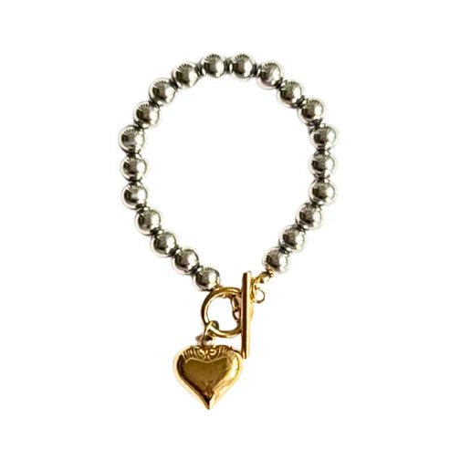 Two - Tone Puff Heart Bracelet - Private Gallery Boutique
