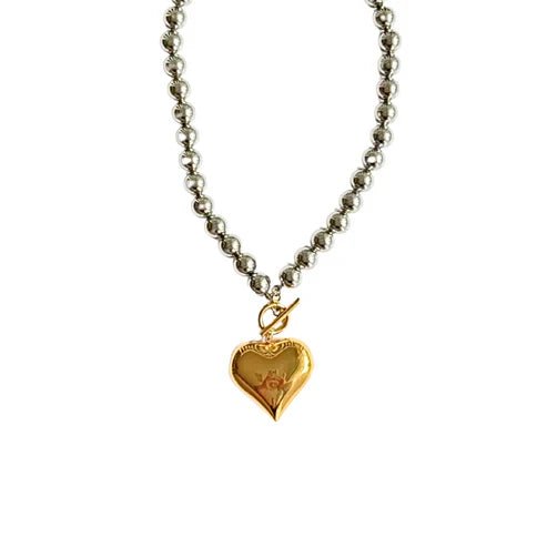Two - Tone Puffed Heart Choker - Private Gallery Boutique